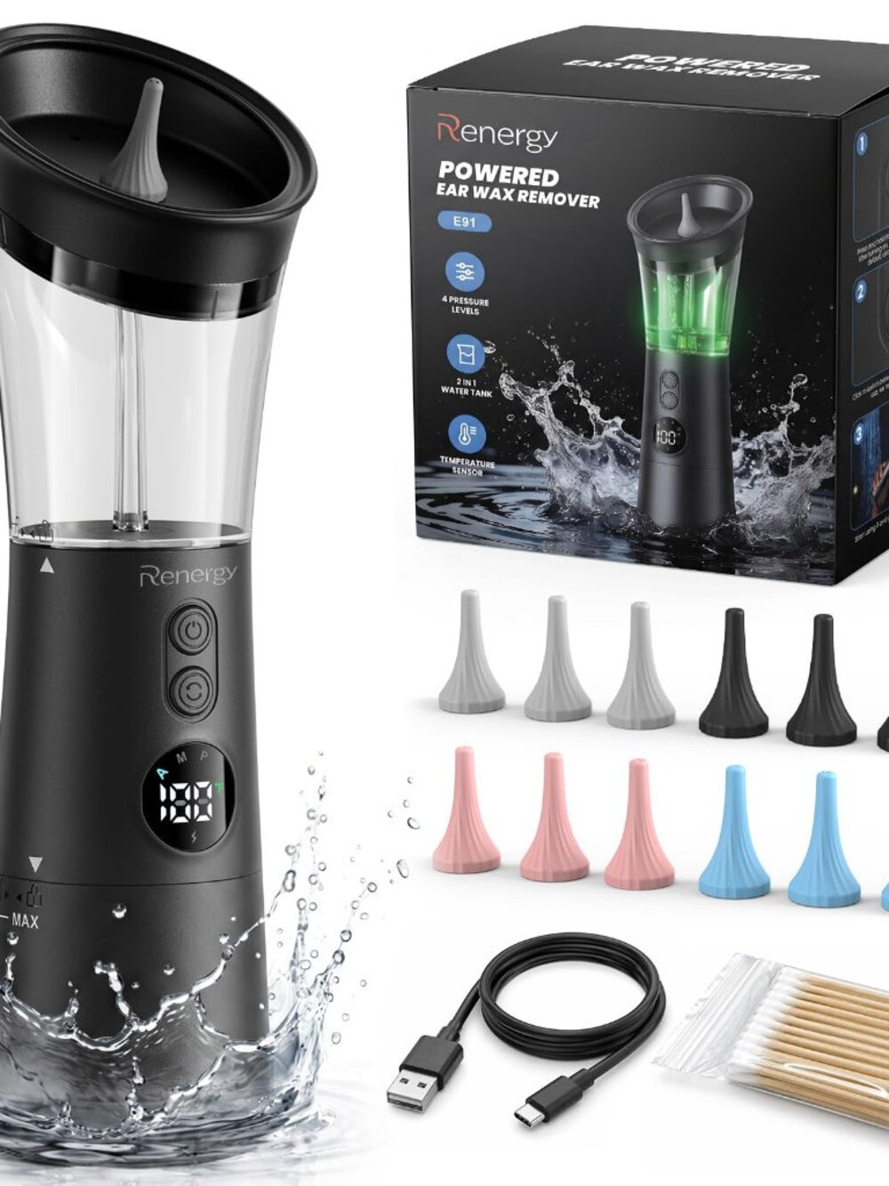 NEW Renergy Water Temp Sensor Safe Electric Cleaner with 4 Modes